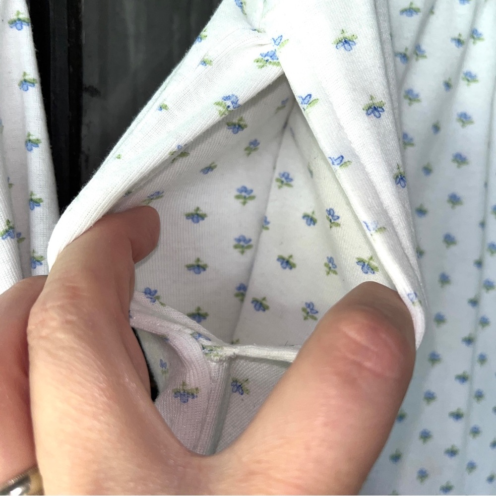 Chaps pajama set, white w/tiny blue flowers, cotton blend knit, feminine & cozy - Picture 7 of 16